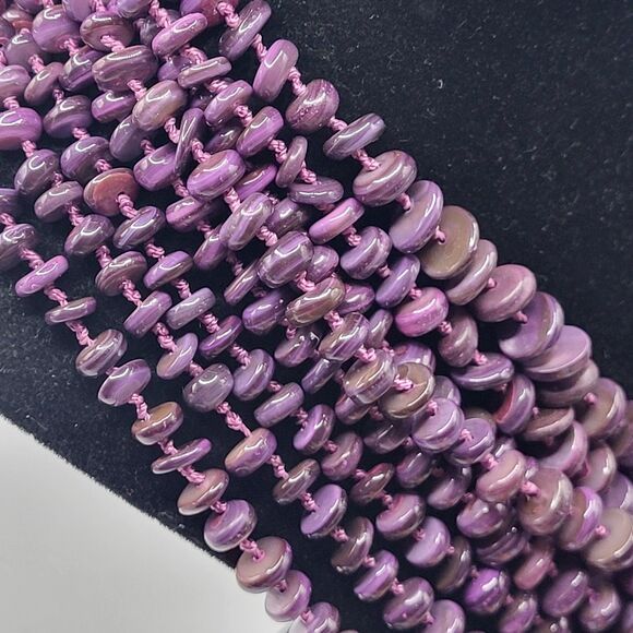 Stunning Dyed Purple Abalone Multilayer Knotted Statement Necklace 18in shortest - Picture 1 of 6
